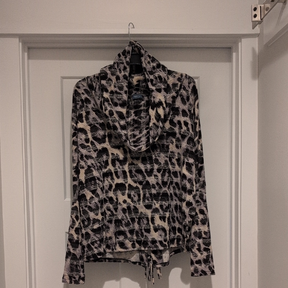 Leopard Print Cowl Neck Sweater